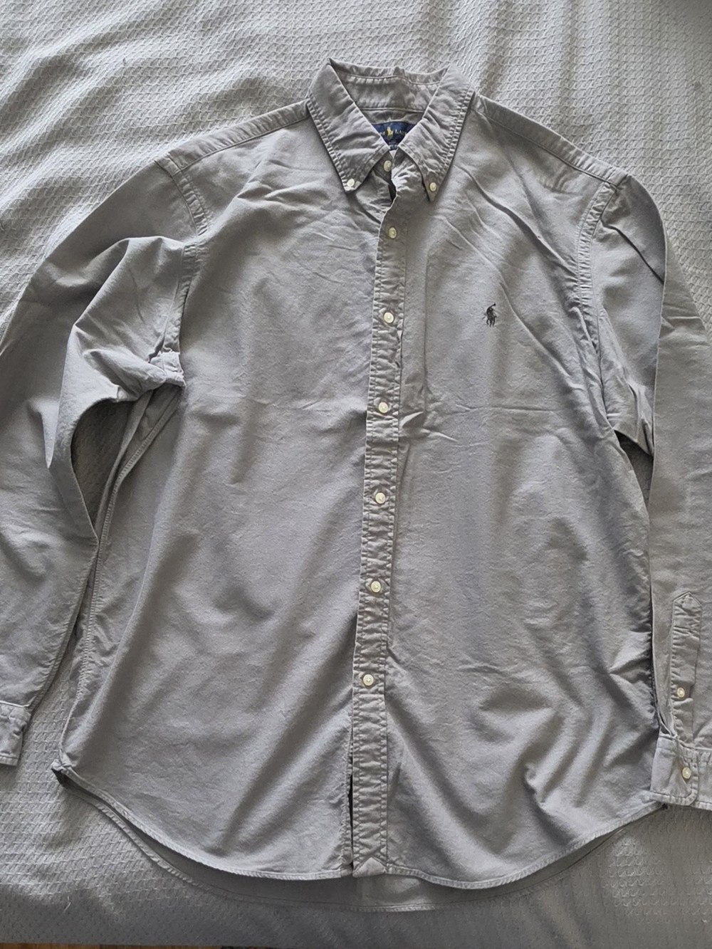 Ralph Lauren Men’s Light Gray Button-Down Shirt with Polo Logo